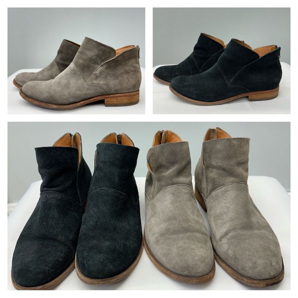 2 pair Kork-Ease Ryder suede leather booties tan grey & black women's 10